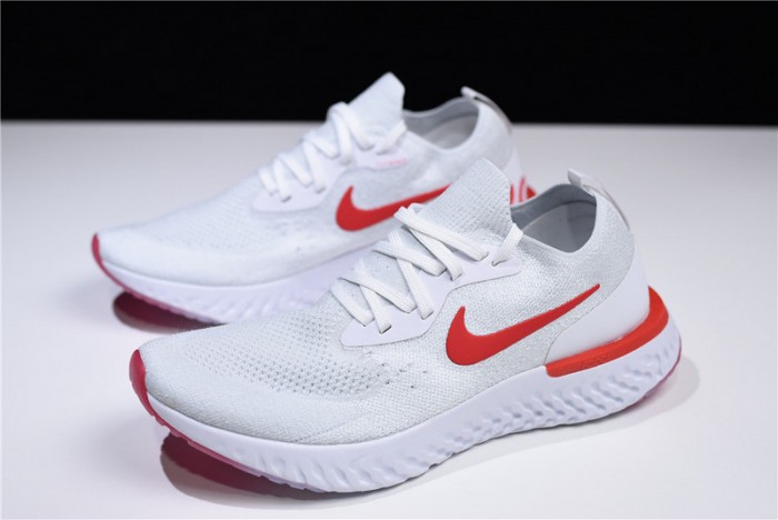 nike epic react flyknit white red aq0067 800