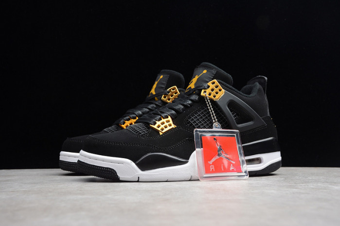 air jordan 4 “royalty” black/metallic gold-white mens 308497-032