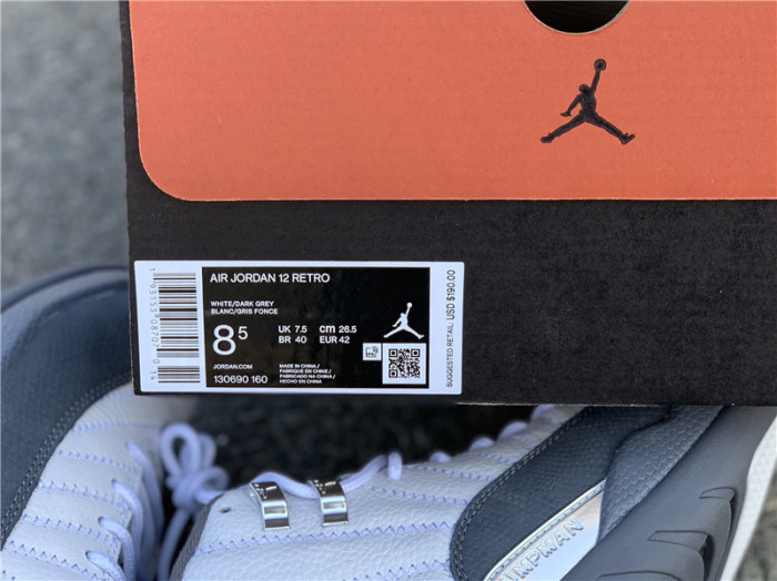 air jordan 12 gs white / dark grey 153265-160