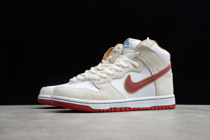 nike sb dunk high sail bright crimson cv9499-100